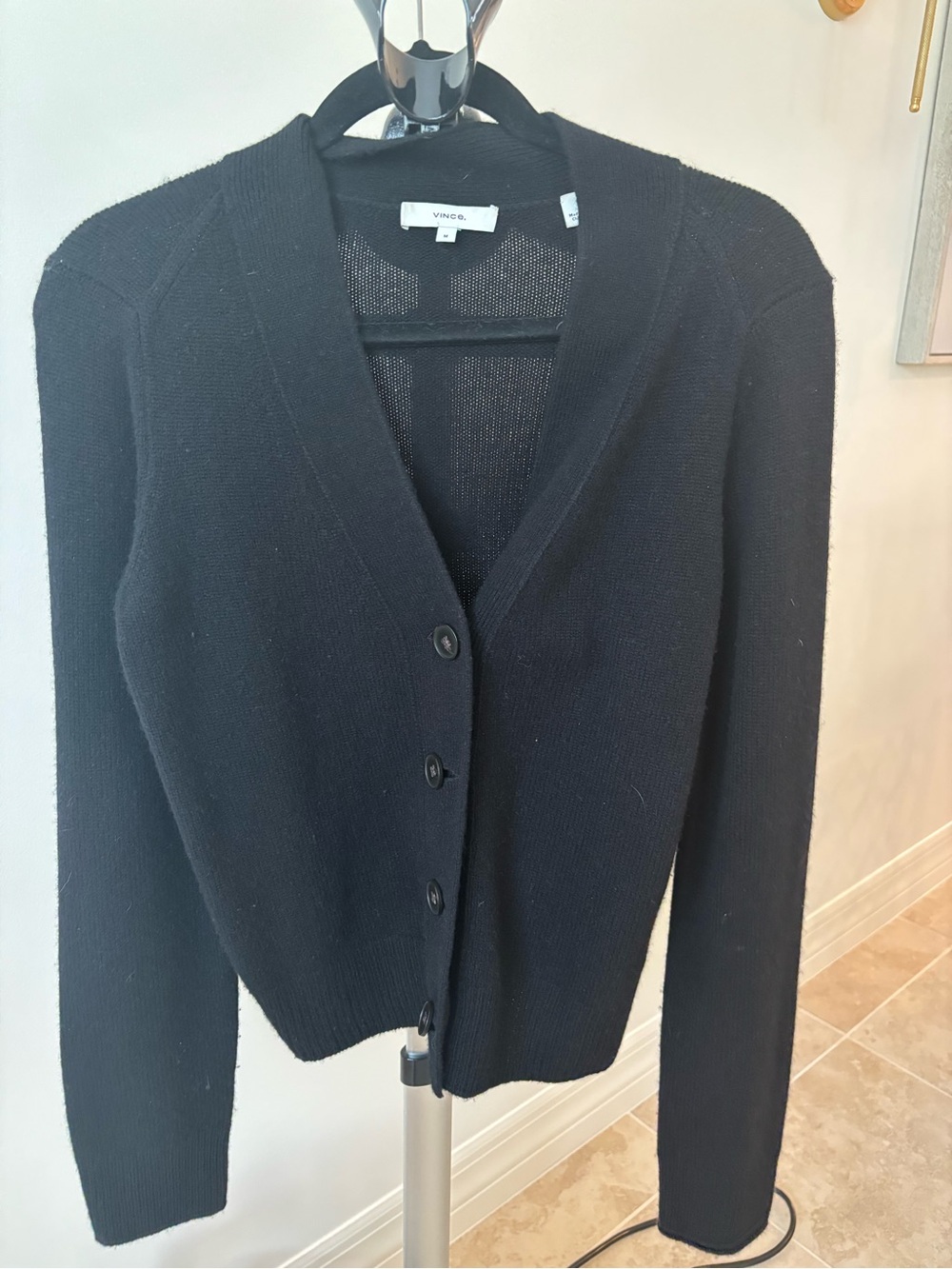 VINCE cashmere Black V-Neck Button Front Women’s Sweater